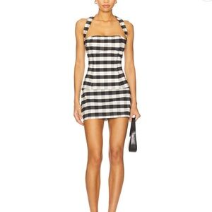 Lovers + Friends Black & Ivory Gingham Mini Skort